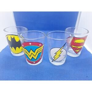 DC Comics Justice League Logo Shot Glass Set Batman Superman Flash Wonder Woman